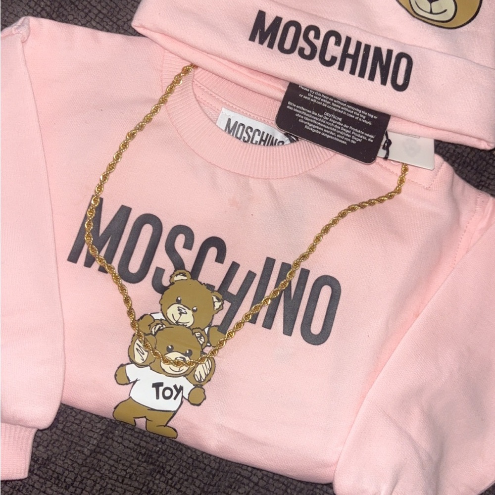 Moschino Pink Sweatshirt Casual Cotton Hoodie